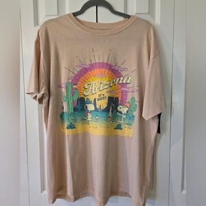 NWT Peanuts Beige Cotton Blend T-Shirt Size XL Women's